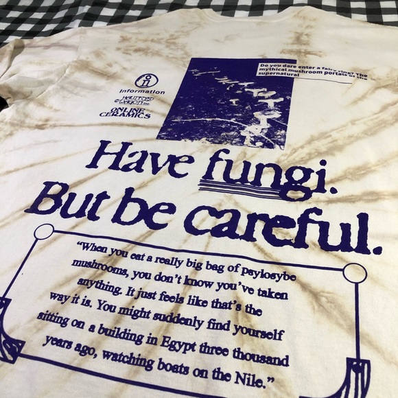 Online Ceramics Mushroom House Have Fungi But Be Careful Tie Dye L/S T Shirt 2XL - Picture 5 of 16